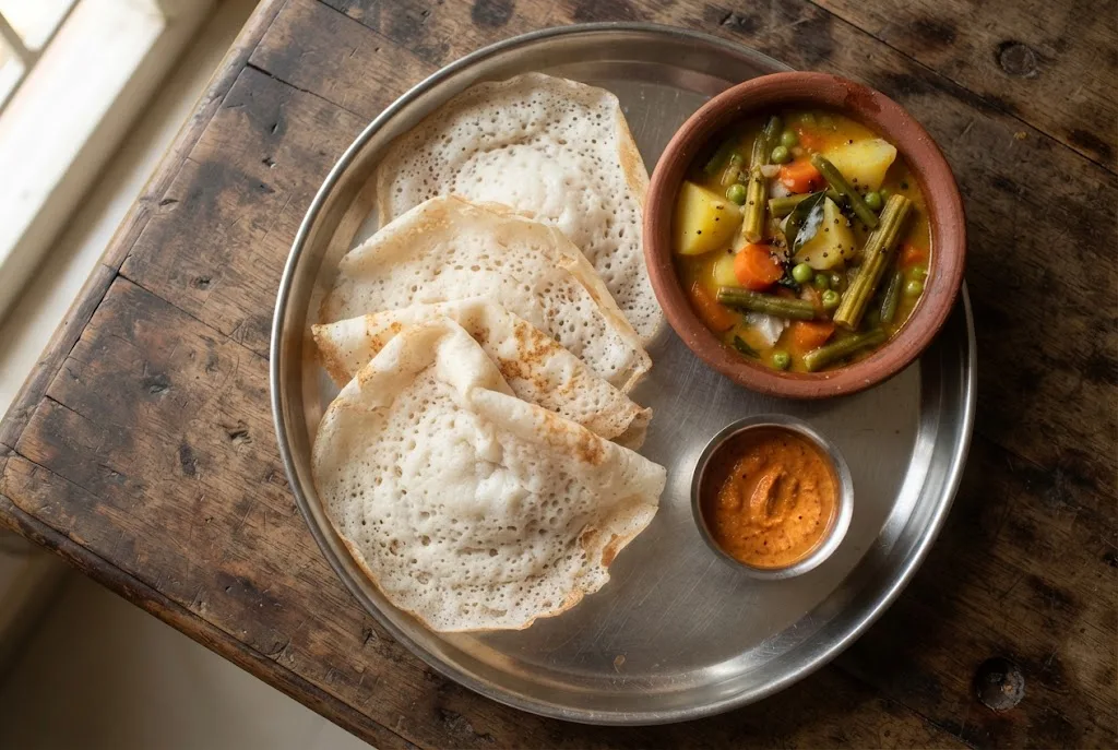 Appam (Kerala Fermented Rice and Coconut Pancakes)