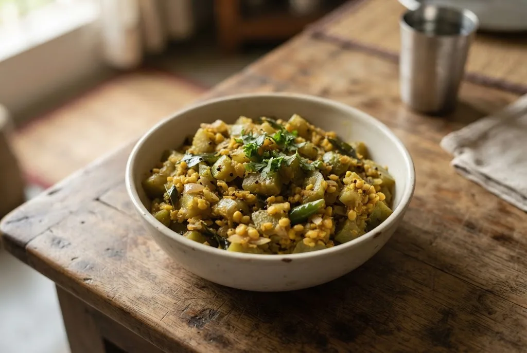 Lau Bhaji (Bottle Gourd Stir-fry with Dal)