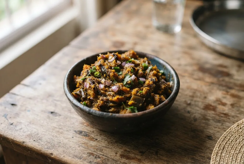 Bhorta (Roasted Pumpkin & Brinjal Mash)