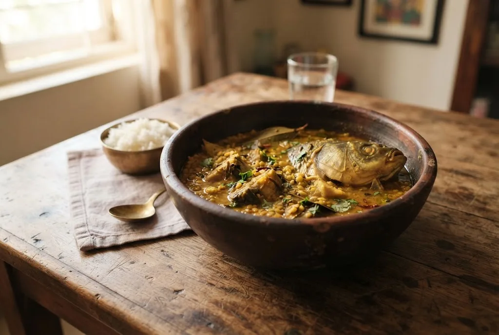 Muger Dal with Fish Head