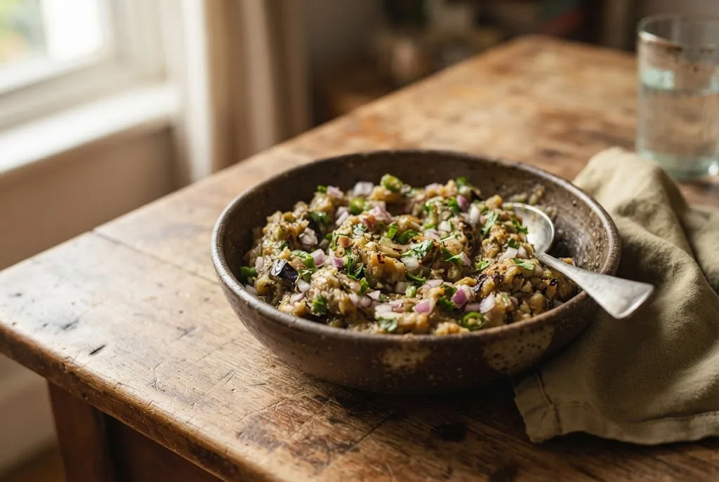 Baingan Chokha (Smoky Mashed Roasted Eggplant)
