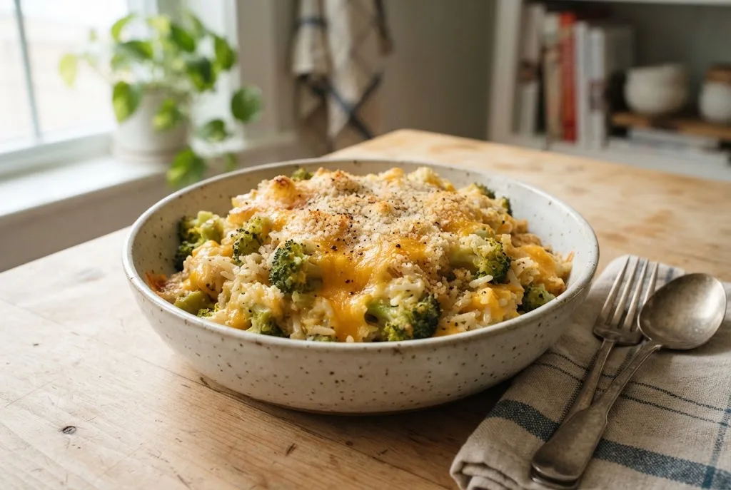 Broccoli Cheddar Rice Casserole