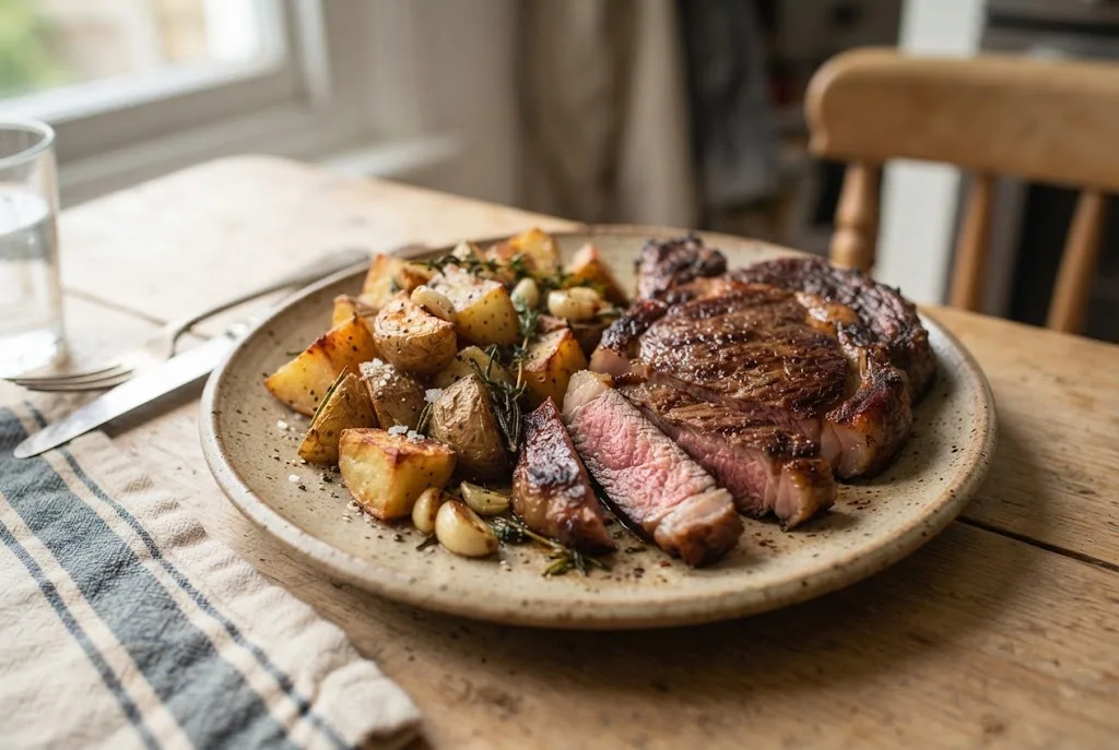 Cast-Iron Steak with Roasted Potatoes