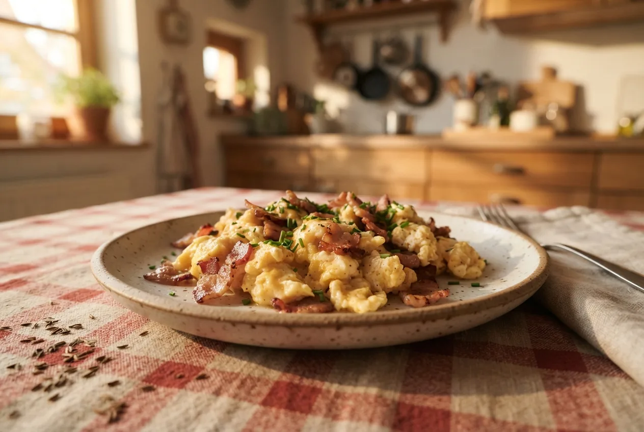 Ruehrei mit Speck (Scrambled Eggs with Bacon)