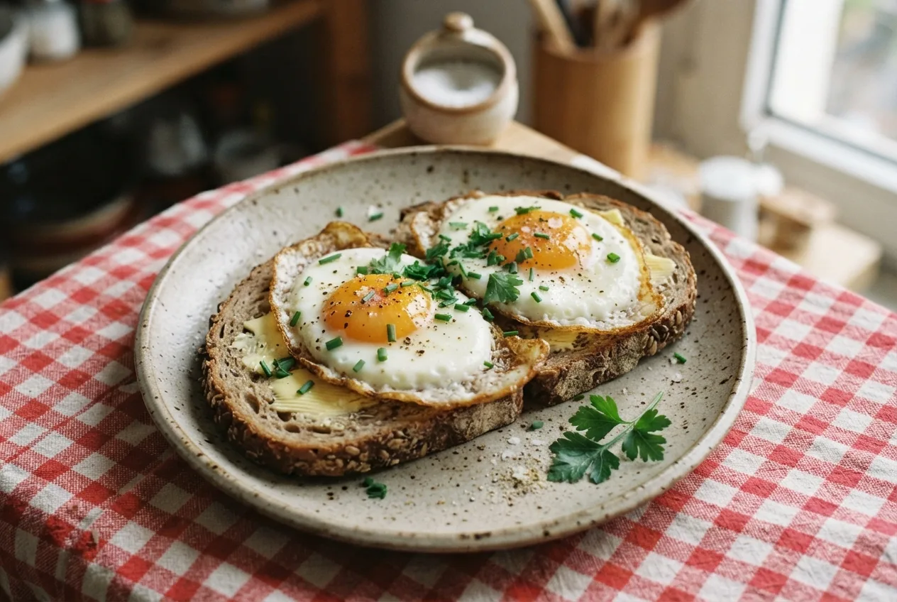 Spiegelei auf Brot (Fried Egg on Buttered Bread)