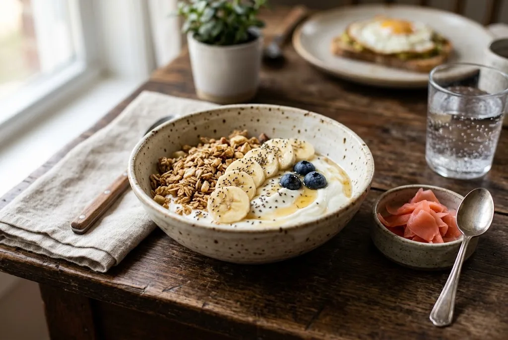 Yoguruto to Guranora (Yogurt with Granola and Banana)